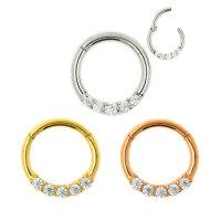 1,2mm Hinged Segment Clicker Ring 5 Small Clear Stones