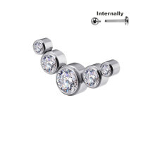 5 Round CZ Stones Curved Top Internally Threaded