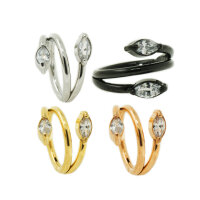1,2mm Twisted Look Oval End Stones Hinged Segment Ring
