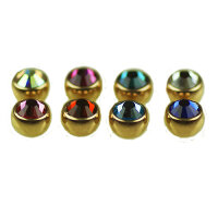 10 Pcs Pack Steel Gold Piercing Ball with Big Stone