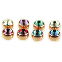 10 Pcs Pack Steel Rosegold Piercing Ball with Big Stone