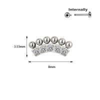 Titanium Curved Top CZ Stones Balls for Internally...