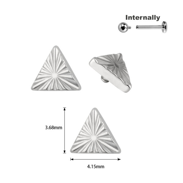 Titanium Triangle Diamond Cut Top for Internally Threaded Labrets