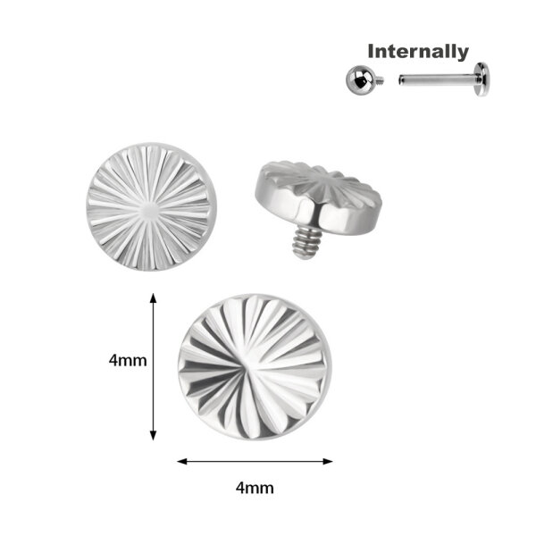 Titanium Round Diamond Cut Top for Internally Threaded Labrets