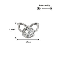 Titanium CZ Stone Top with Ears for Internally Threaded...