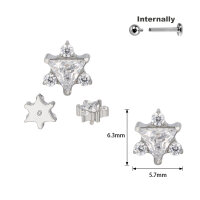 Titanium Triangle CZ Stone Star Top for Internally...