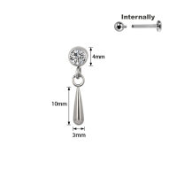 Titanium CZ Stone Top with Cone Dangle for Internally...