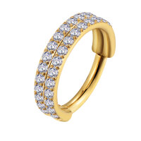 1,2mm Double Lined Jewelled Hinged Segment Clicker Ring