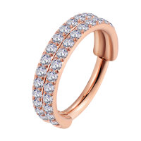 1,2mm Double Lined Jewelled Hinged Segment Clicker Ring