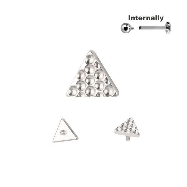 Titanium Triangle Form Structured Top for Internally Threaded Labrets