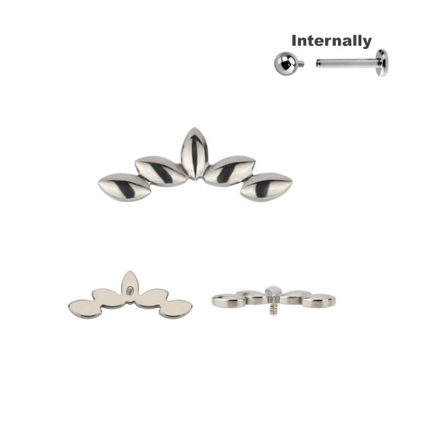 Titanium Curved Leaves Top for Internally Threaded Labrets