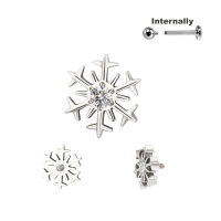 Titanium Snowflake with CZ Stone Top for Internally...