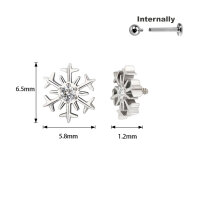 Titanium Snowflake with CZ Stone Top for Internally...