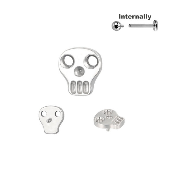 Titanium Flat Skull Top for Internally Threaded Labrets