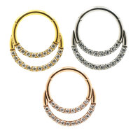 1,2mm Double Ring Jewelled Hinged Segment Clicker Ring