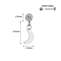 Titanium CZ Stone Top with Moon Dangle for Internally...
