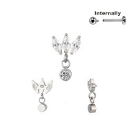 Titanium 3 Marquise CZ Stones with DangleTop for...