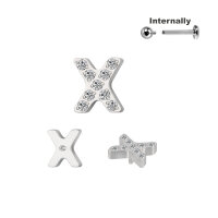Titanium X Cross with CZ Stones Top for Internally...
