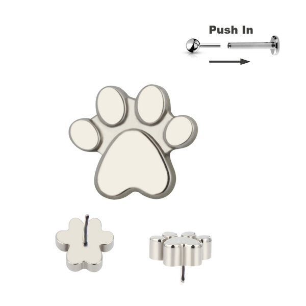 Titanium Paw Top Threadless Push in Pin