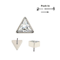 Titanium Triangle CZ Stone Top Threadless Push in Pin