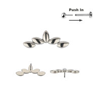 Titanium Curved Leaves Top Threadless Push in Pin