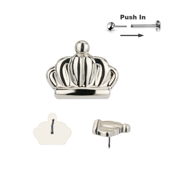Titanium Crown Top Threadless Push in Pin