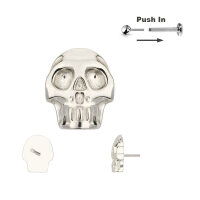 Titanium Skull Top Threadless Push in Pin