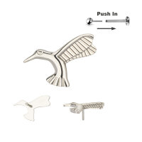 Titanium Hummingbird Top Threadless Push in Pin