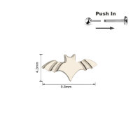 Titanium Bat Top Threadless Push in Pin
