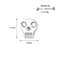 Titanium Flat Skull Top Threadless Push in Pin