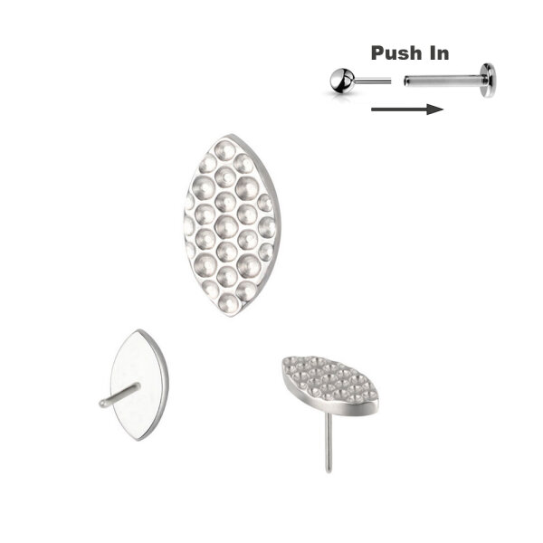 Titanium Oval Shaped Dotted Top Threadless Push in Pin