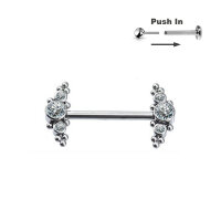 Titanium Barbell with curved CZ Stones and Balls...