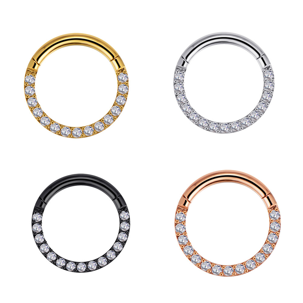 1,2mm front jewelled hinged segment clicker ring