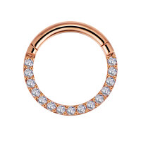 1,2mm Front CZ Stones Jewelled Hinged Segment Clicker Ring