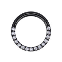 1,2mm Front CZ Stones Jewelled Hinged Segment Clicker Ring