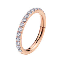 1,2mm Rose Gold Outer Jewelled Hinged Segment Clicker Ring