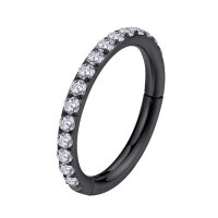 1,2mm Black Outer Jewelled Hinged Segment Clicker Ring