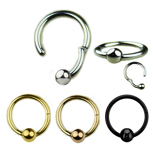 1,2mm Steel Ball Closure Hinged Segment Clicker Ring