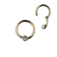 1,2mm Steel Ball CZ Stone Hinged Segment Clicker Ring