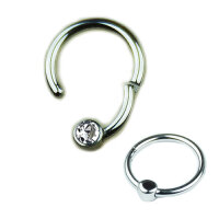 1,2mm Steel Flatback CZ Stone Hinged Segment Clicker Ring