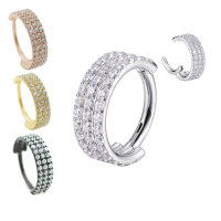 1,2mm Tripple Lined Jewelled Hinged Segment Clicker Ring