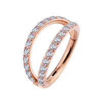 1,2mm Double Hoop Jewelled Hinged Segment Clicker Ring
