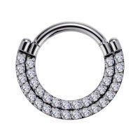 1,2mm Double Lined Front Jewelled Hinged Segment  Ring
