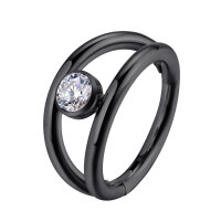1,2mm Double Hoop Center Stone Hinged Segment  Ring
