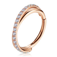1,2mm Double X Ring Front Jewelled Hinged Segment  Ring
