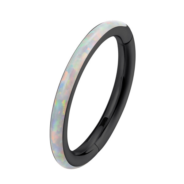 1,2mm Opal Lined Hinged Segment Clicker Ring 1,2x8mm Black