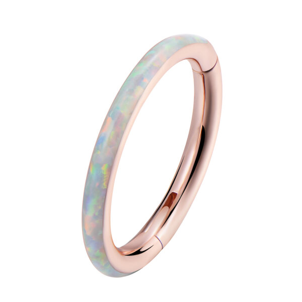 1,2mm Opal Lined Hinged Segment Clicker Ring 1,2x10mm Rose Gold