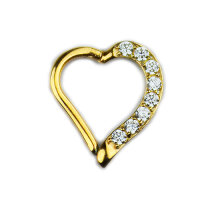 1,2mm Heart Shaped Jewelled Left Hinged Segment Clicker Ring