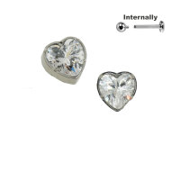 Heart CZ Stone Top for Internally Threaded Labret