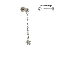 Titanium CZ Stone Top with Star Dangle for Internally...